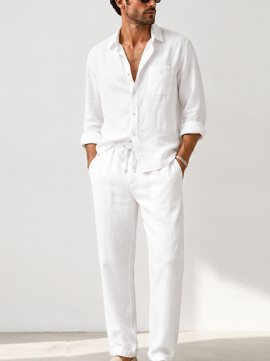 Ανδρικό Παντελόνι Relaxed Fit Λευκό