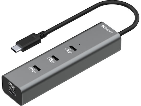 Sandberg MediaDock USB-C Dockingstation mit 4K PowerDelivery (PD) Grau