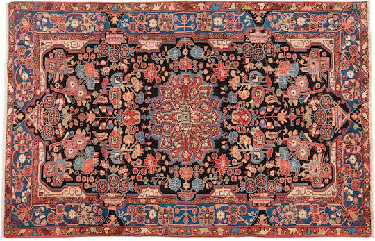Класически Ръчно Изработен Килим Nahawand 153x236 см Синьо Оранжево