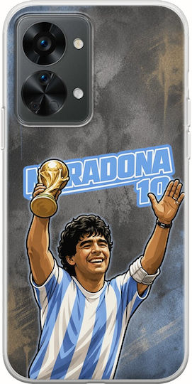 World Stars Collection Diego Maradona OnePlus Nord 2T 5G Flexible TPU Transparent Silicone Case
