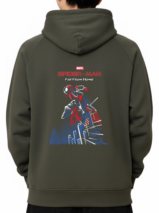 Hoodie Spider-man & Marvel Cityscape Graphic Pop Culture Military Green