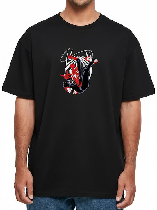 Oversized T-shirt Spider-man Weißes Emblem Illustration Pop Culture Schwarz Oversized T-shirt Spider-man Weißes Emblem Illustration Pop Culture Schwarz