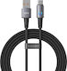 Veger Braided / LED USB 2.0 Cable USB-C male - USB-A 66W PD Μαύρο 1.2m AC1-ZSD