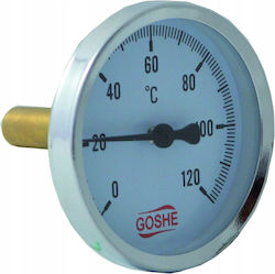 Bimetallischer Axialthermometer 63mm 0-120°c 1/2"