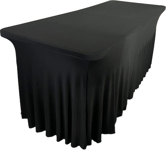 Cover Banquet Catering Table Black Skirting Ruffle 180x76 Cm