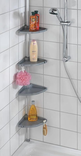 Wenko Compact Corner Floor Bathroom Shelf Plastic with 4 Shelves 26x19.5x275cm Silver