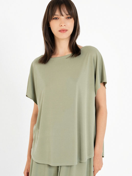 Philosophy Wear Γυναικεία Μπλούζα Κοντομάνικη Χακί