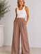 Women's High Rise Pantaloons with Rubber Band in Loose Fit Brown