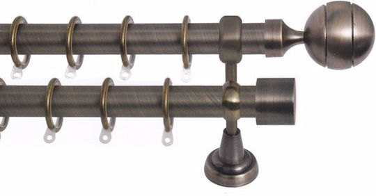 Import Hellas Metallic Curtain Pole No5 Double with Rod Ø25mm 140cm Bronze