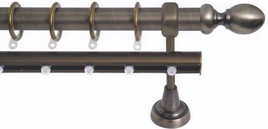 Import Hellas Metallic Double Curtain Pole No6 by Rail Φ25mm 140cm Bronze