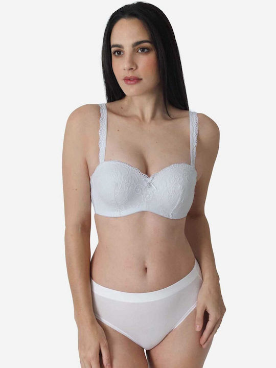 Sutien alb fără bretele cu armatură