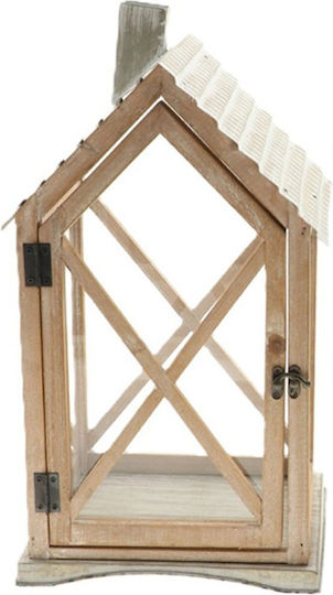 Atmosphera Φαναράκι Ξύλινο Λευκό 26x24x45εκ.