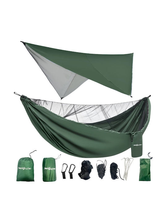 Activ Space Хамак Плетен със Стойка Зелен 260x140см