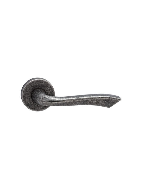 Viometale Front Door Lever With Rosette Pair Silver 06.01.MK730.P4-Right