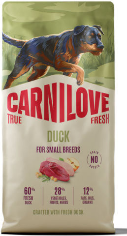 Carnilove True Fresh 4kg Grain-Free Dry Dog Food for Adult Small Breed Dogs with Duck, Pumpkin, Apple, Potatoes, Meat and Chicken