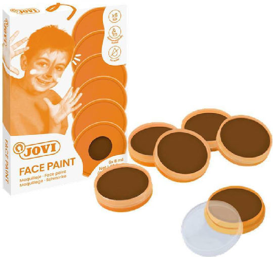 Jovi Face Painting Cardboard Blister 8ml Party Brown 6 Pieces