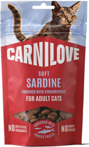 Carnilove Getreidefreier Katzen Snack Weiche Sardine & Erdbeere 50g