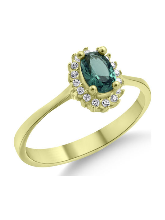 CHrysolithos Inel Pentru Femei Cu Zircon Din Argint Plăcat Cu Aur ADK0334