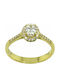 Mertzios.gr Single Stone Rosette Ring in 9K Gold with Synthetic Diamond