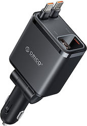 Orico Twin Reach 45W Încărcător Auto USB-A + USB-C Cu Două Cabluri USB-C Retractabile Negru Tr-45-1a3c Orico-tr-45-1a3c-bk-ep-hu