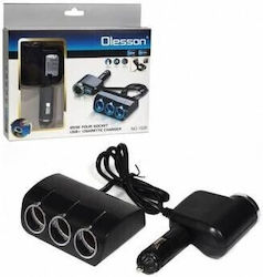 Dual Car Charger USB 3 Cigarette Lighter Sockets Olesson