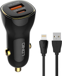 Ldnio Автомобилно Зарядно Устройство C103 Кабел Lightning Usb/usb-c 60w Черен 5210131159958