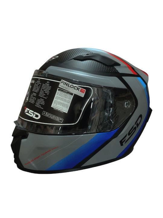 Faseed 820 Matt Grey Blue Red Κράνος Μηχανής Fu...