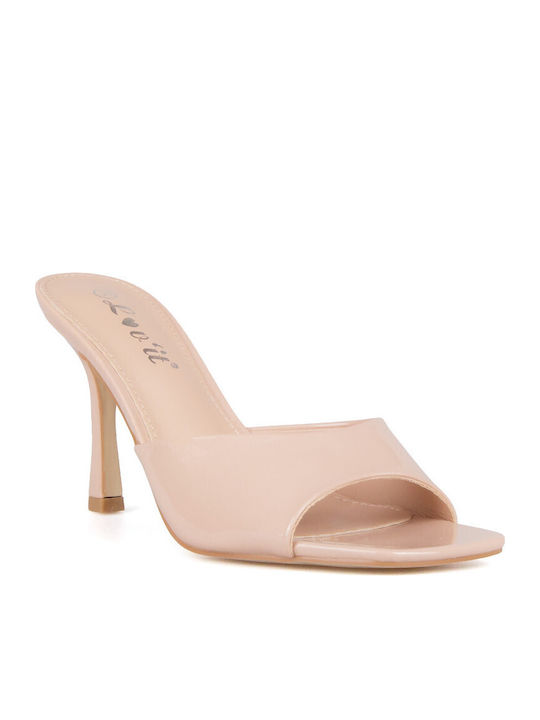 Patent Leather Mules With High Heel In Pink Colour