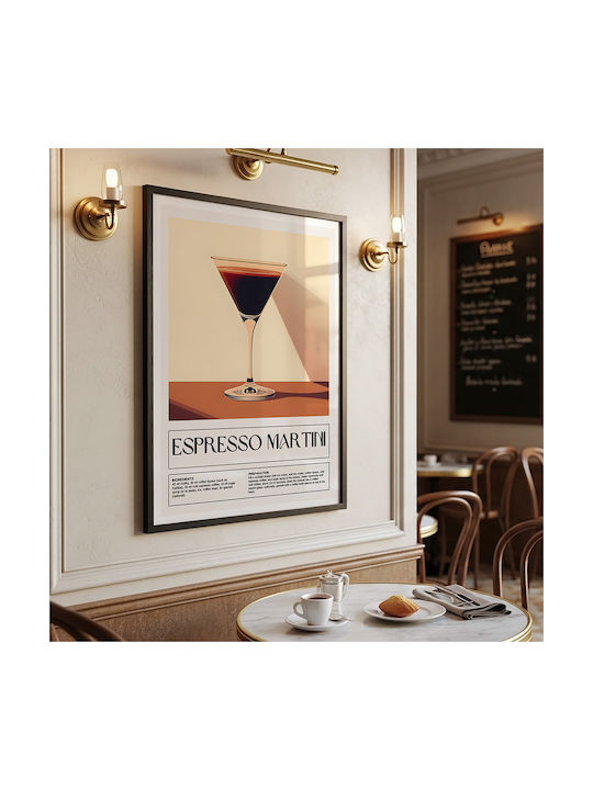 Poster Espresso Martini Cocktail Pst25472 40cm X 50cm Frame Natural Wooden Beige