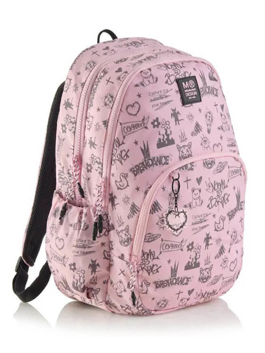 Miquelrius School Backpack For Elementary Pink With Water Bottle Holder 27lt