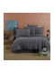 Clasy Home Set Huse Pentru Pilote 100% Bumbac 200x220cm Dublă Cu 2 Fețe De Pernă & 1 Cearșaf Gri