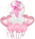 Set 8 Baloane Aniversare Folie Roz Jumbo 60 cm