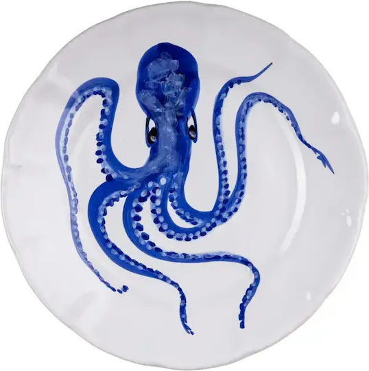 Casa Amalfi Rundes Keramik Servierplatte Blau mit Durchmesser 26cm