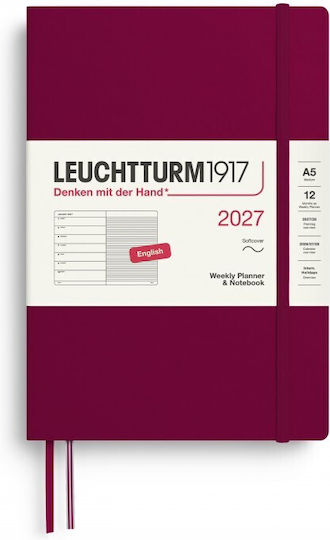 12m Weekly Planner Notebook 2027 A5 Softcover Port Red Leuchtturm 1917 4070292002200