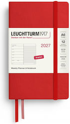 12m Weekly Planner Notebook 2027 A6 Hardcover Cherry Leuchtturm 1917 4070292002125