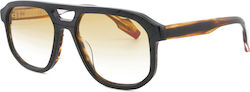 Woodys Barcelona Men's Sunglasses with Black Horn-Rimmed Frame and Black Lens