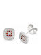 Ios Silver Stud Earrings with Orange Stones