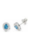 Ios Stud Earrings Made of Silver with Light Blue Stones Earrings