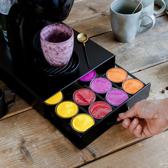 Dolce Gusto Kaffeekapselständer 20 Kapseln Metall Schublade Matt Schwarz Organizer Espressomaschine