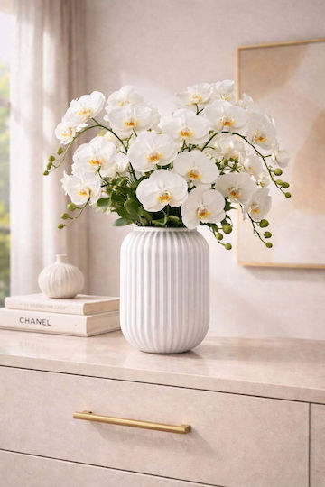 SteweHome Decorative Glass Vase White 10x10xH20cm
