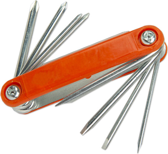 8 In 1 Foldable Screwdriver Set Phillips Flat Heads Compact Stainless Steel