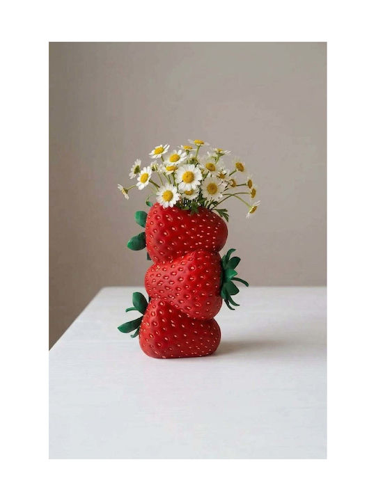 SteweHome Vază Decorativă Din Plastic Roșie 3x3xÎcm