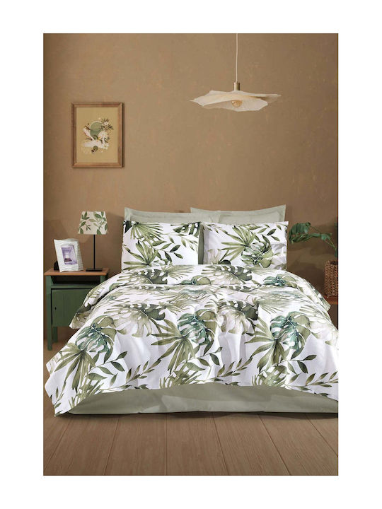 SteweHome Cotton Duvet Cover Set 160x230cm Single With Pillowcase Green