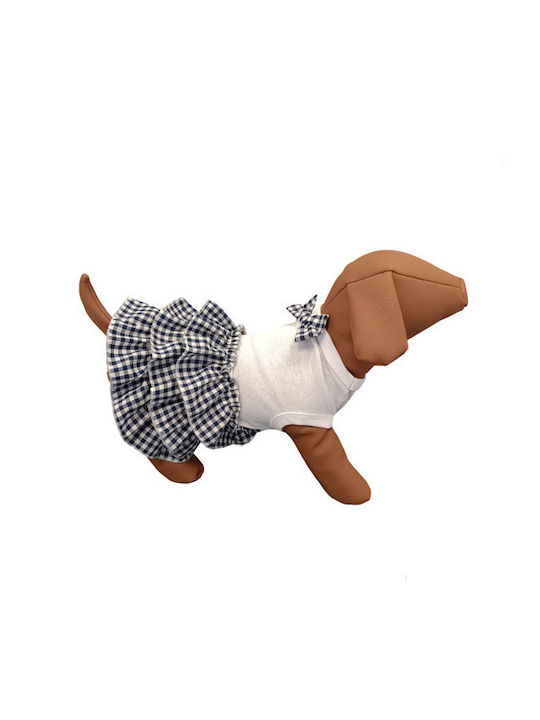 Φόρεμα Σκύλου Woofmoda Λευκό Μπλε Καρό L 42-46-40 Cm