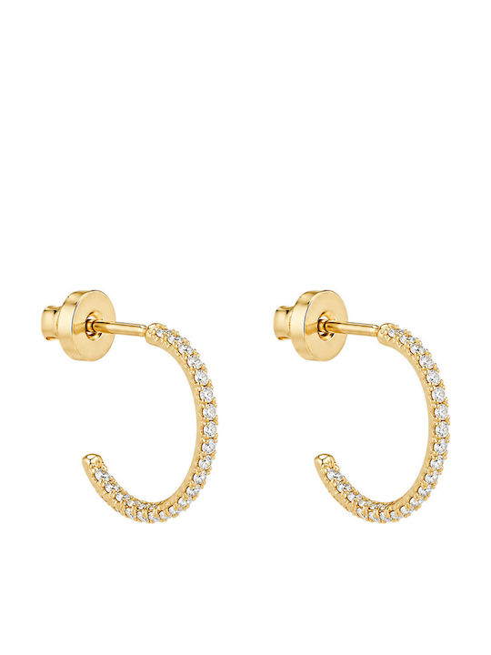 Prince Silvero Single Gold 9K Hoop Earring with Stones