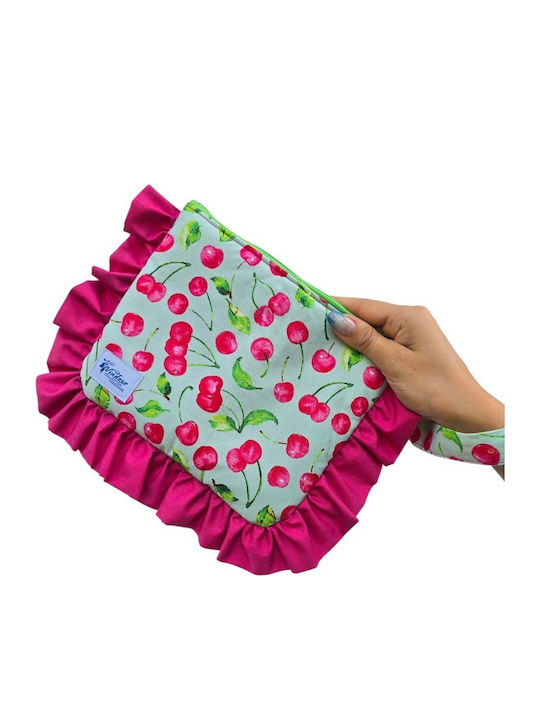Handgemachte Kulturbeutel mit Frucht Frucht Kirschen Rosa-Limette Handgemachte Kulturbeutel mit Frucht Frucht Kirschen Rosa-Limette
