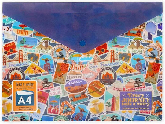Φάκελος Κουμπί Α4 Fold & Order Travel Stickers Pfb0003 Legami