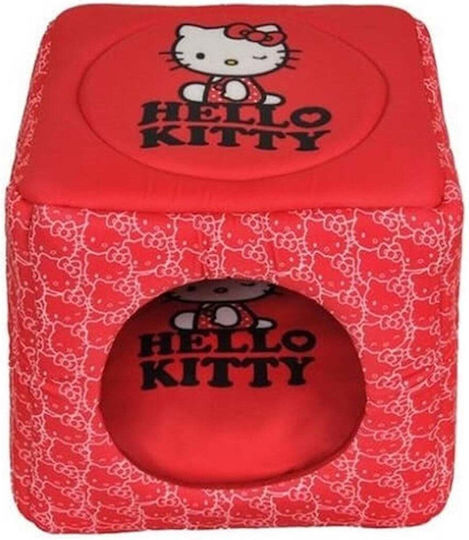 Hello Kitty Katzenbett für Katzen 3 Funktionen Würfel Rotes 40x40 cm