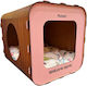 Wooden Cat House Cotton Pink 63x40x21cm