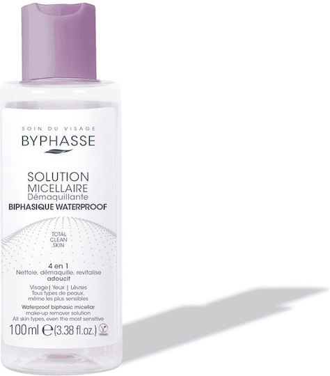 Byphasse Waterproof Micellar Water for Removing Waterproof Makeup from Face, Eyes & Lips 100ml